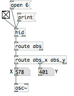 attach an oscillator to the X axis