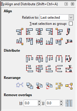 The Align and Distribute dialog in object mode