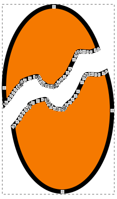 The two parts of the ellipse have been combined into a single path (with subpaths)