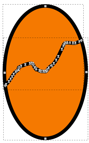 Ellipse divided by the path