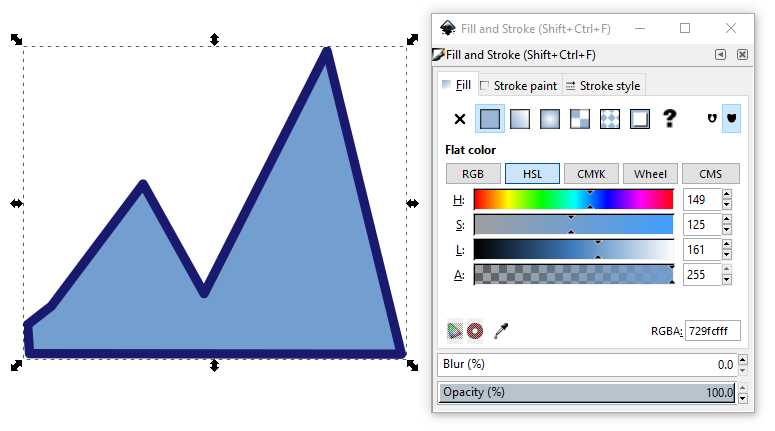 The Fill tab of the Fill and Stroke dialog